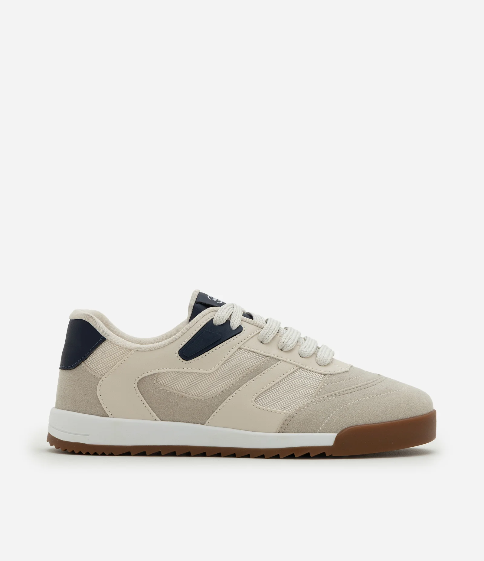 Tênis Infantil em PU com Recortes Contrastantes - Tam 28 a 35 Bege 1