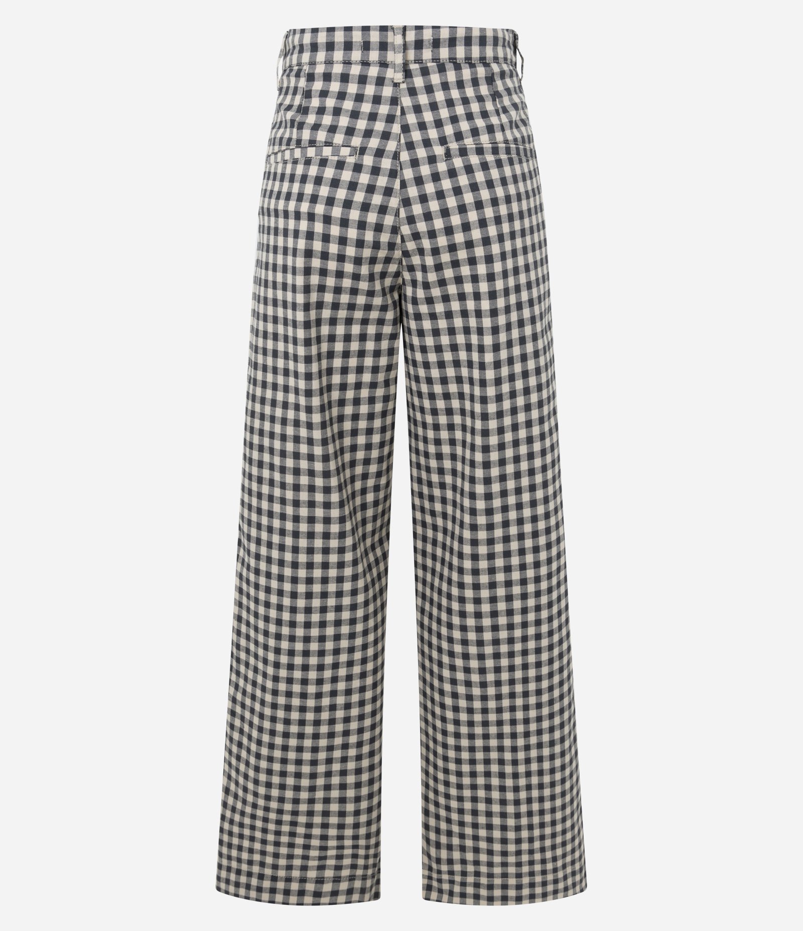 Calça Wide Leg em Sarja Xadrez com Cintura Média Preto/Branco 2