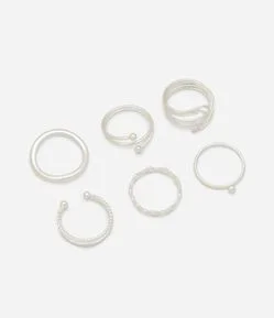 Kit 06 Anéis Delicados com Formatos Diversos