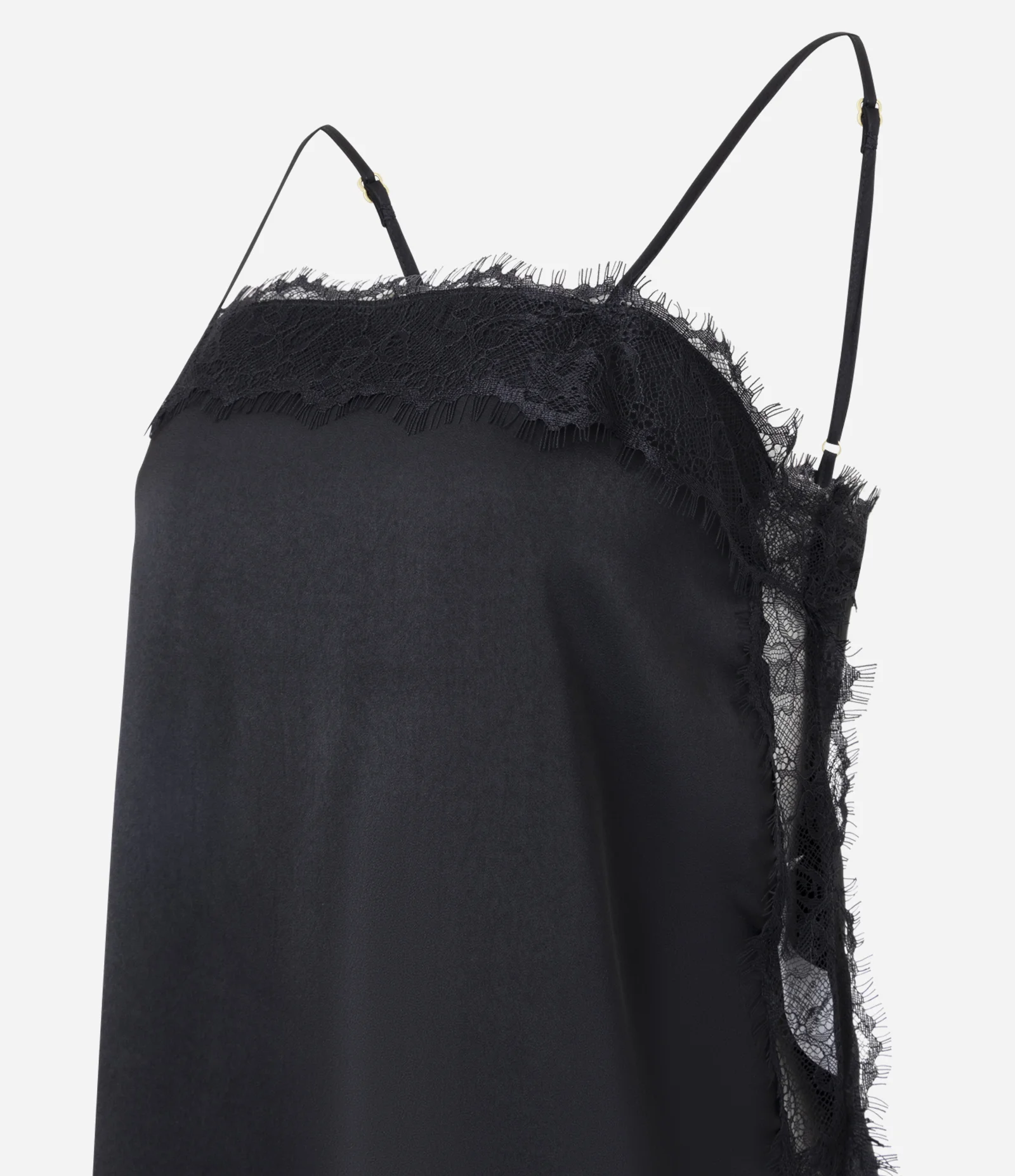 Blusa Acetinada com Decote Quadrado e Renda Aplicada Preto 6