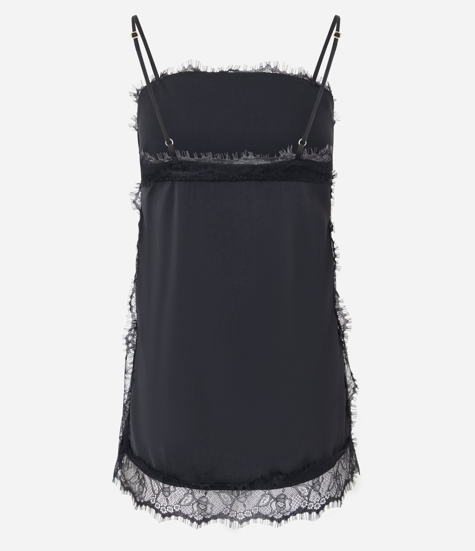 Blusa Acetinada com Decote Quadrado e Renda Aplicada Preto 7