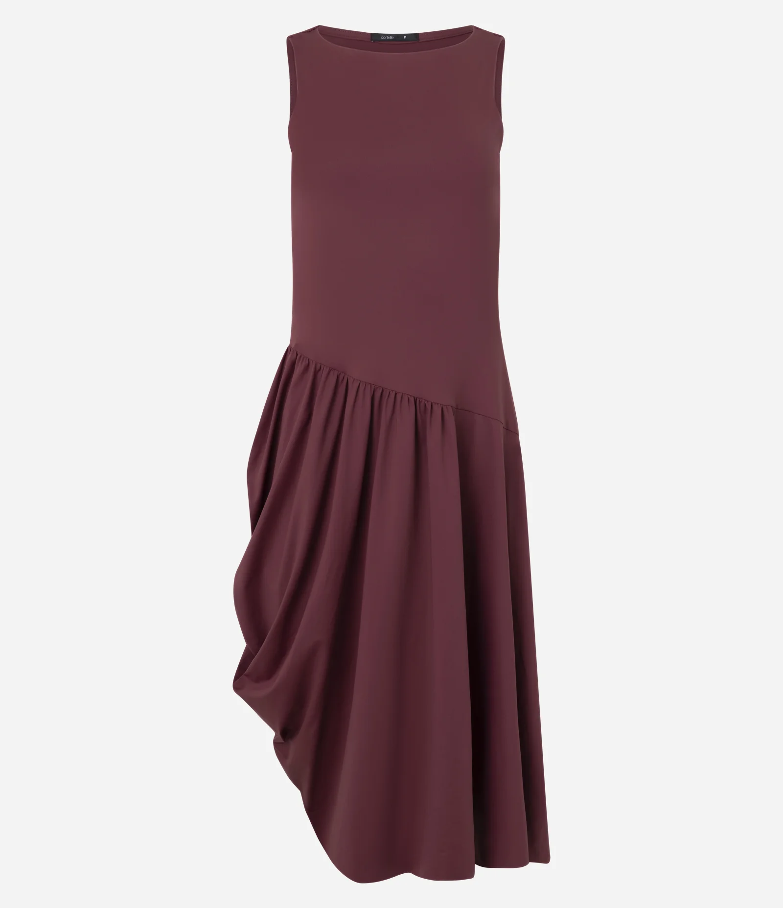Vestido Midi com Drapeado Assimétrico Vermelho 1