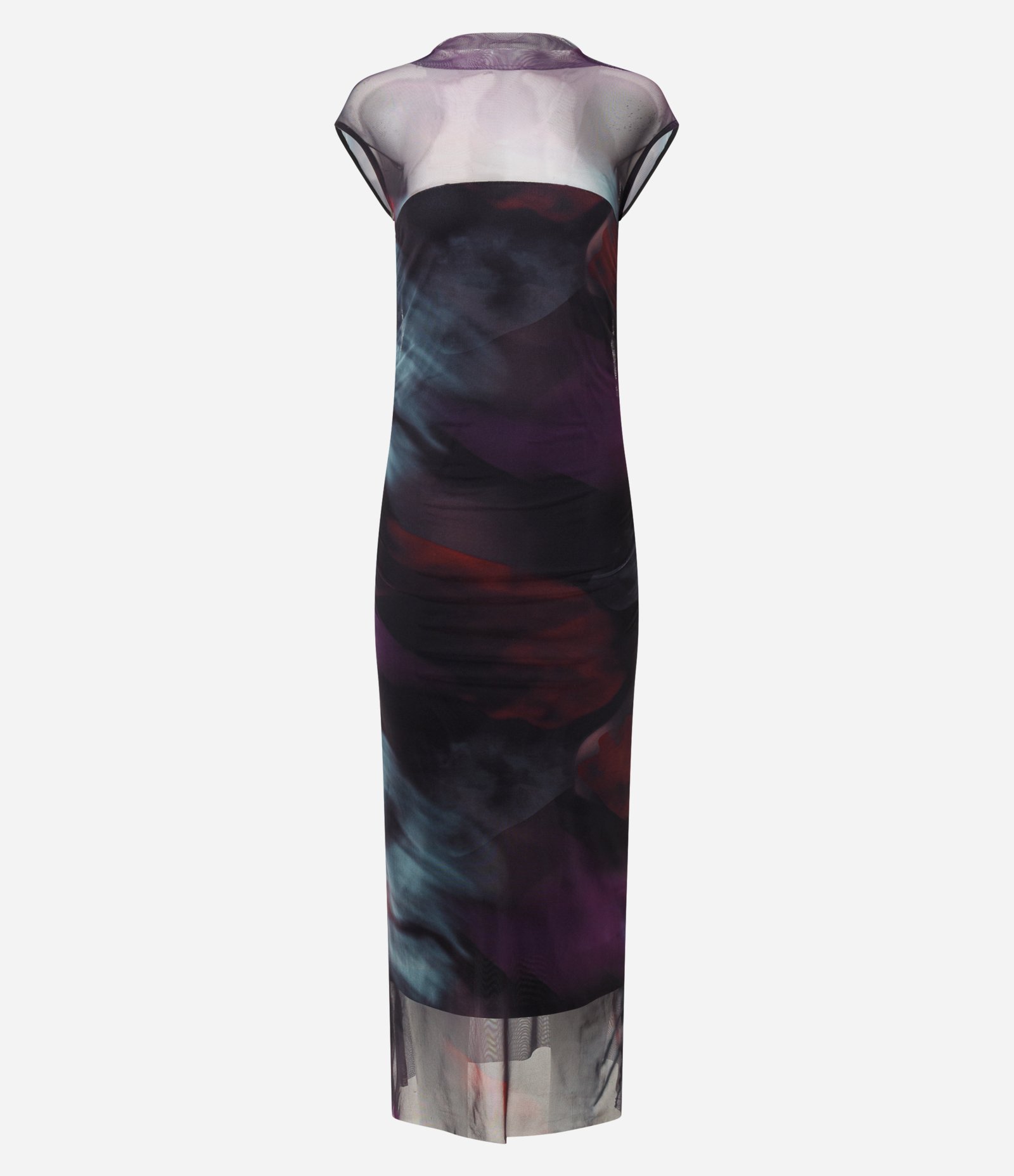 Vestido New Midi em Tule com Estampa Abstrata Preto 7