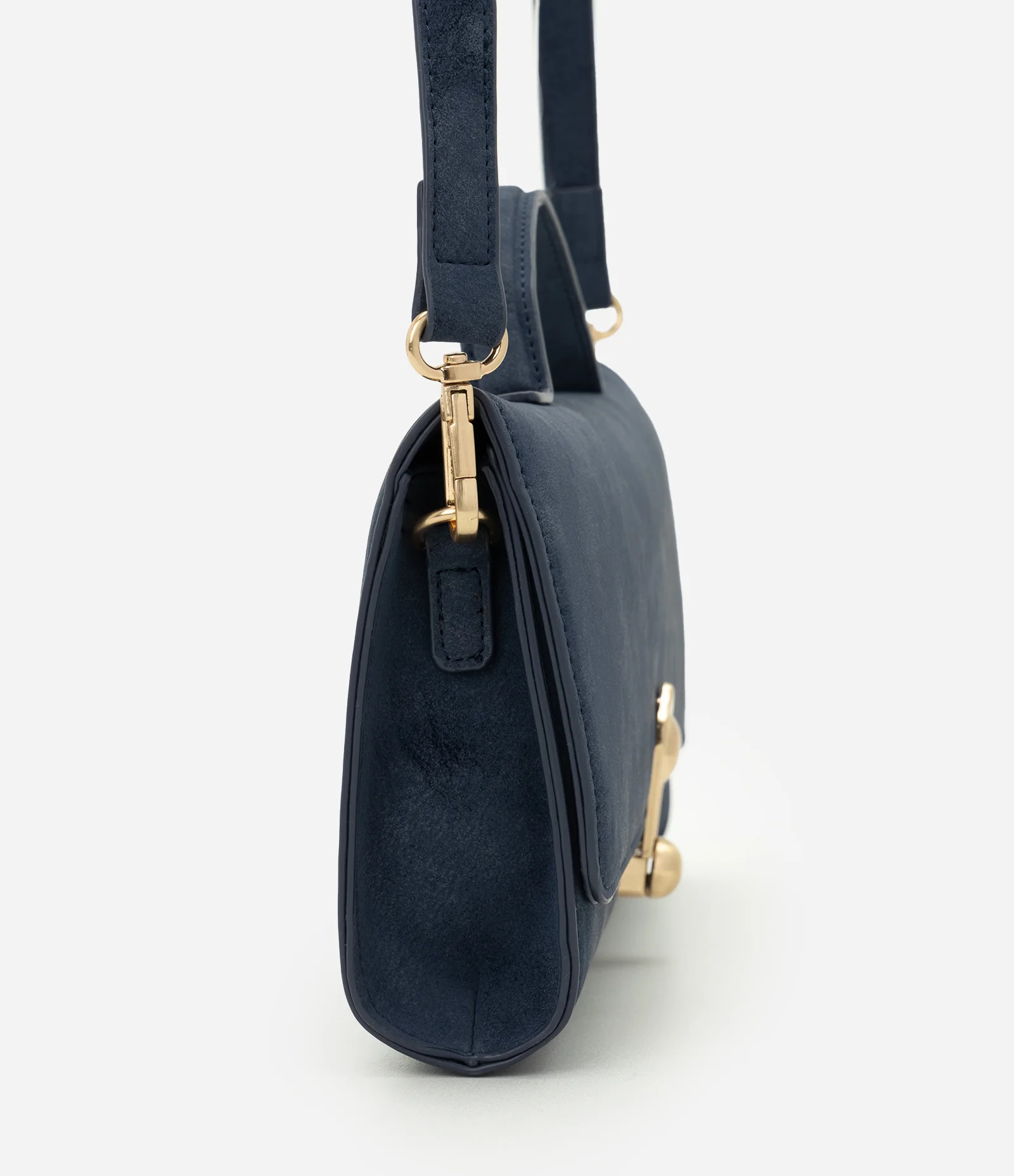 Bolsa Transversal Média em Suede com Alça Longa Removível Azul 2