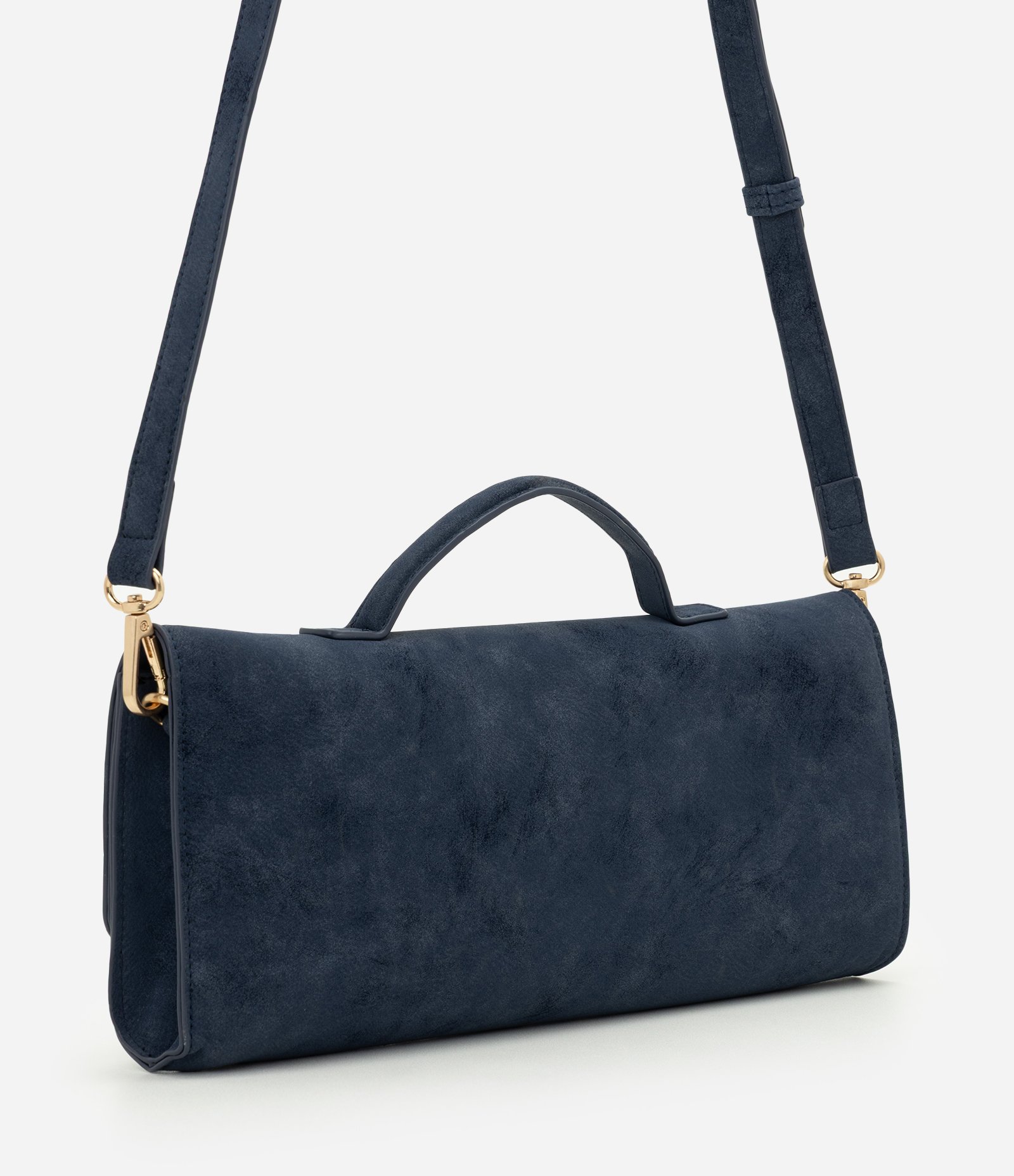 Bolsa Transversal Média em Suede com Alça Longa Removível Azul 3