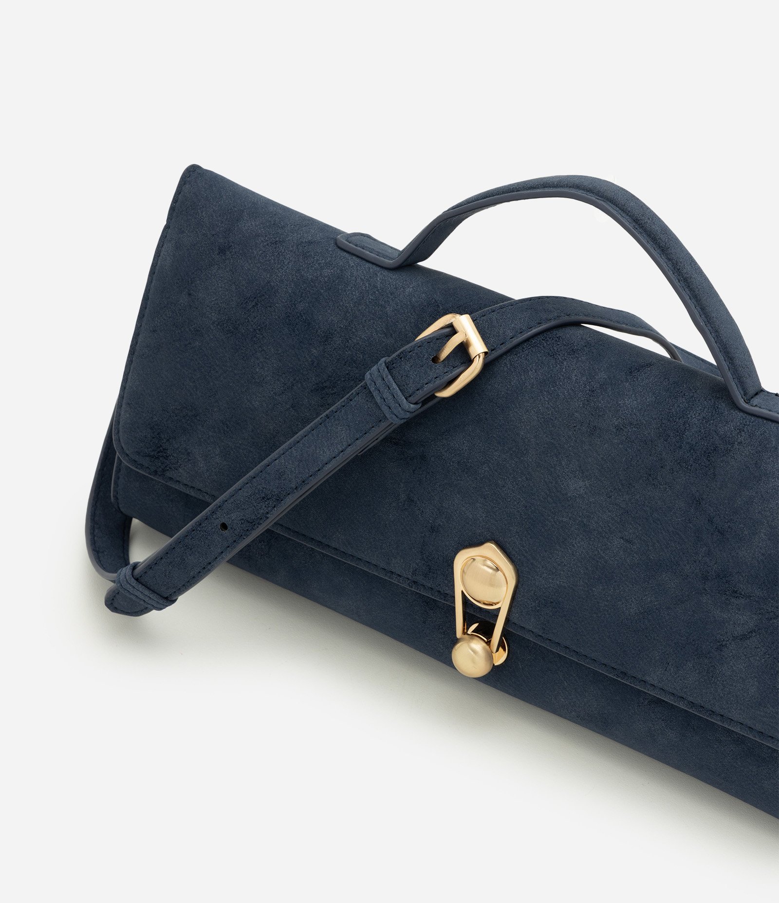 Bolsa Transversal Média em Suede com Alça Longa Removível Azul 4