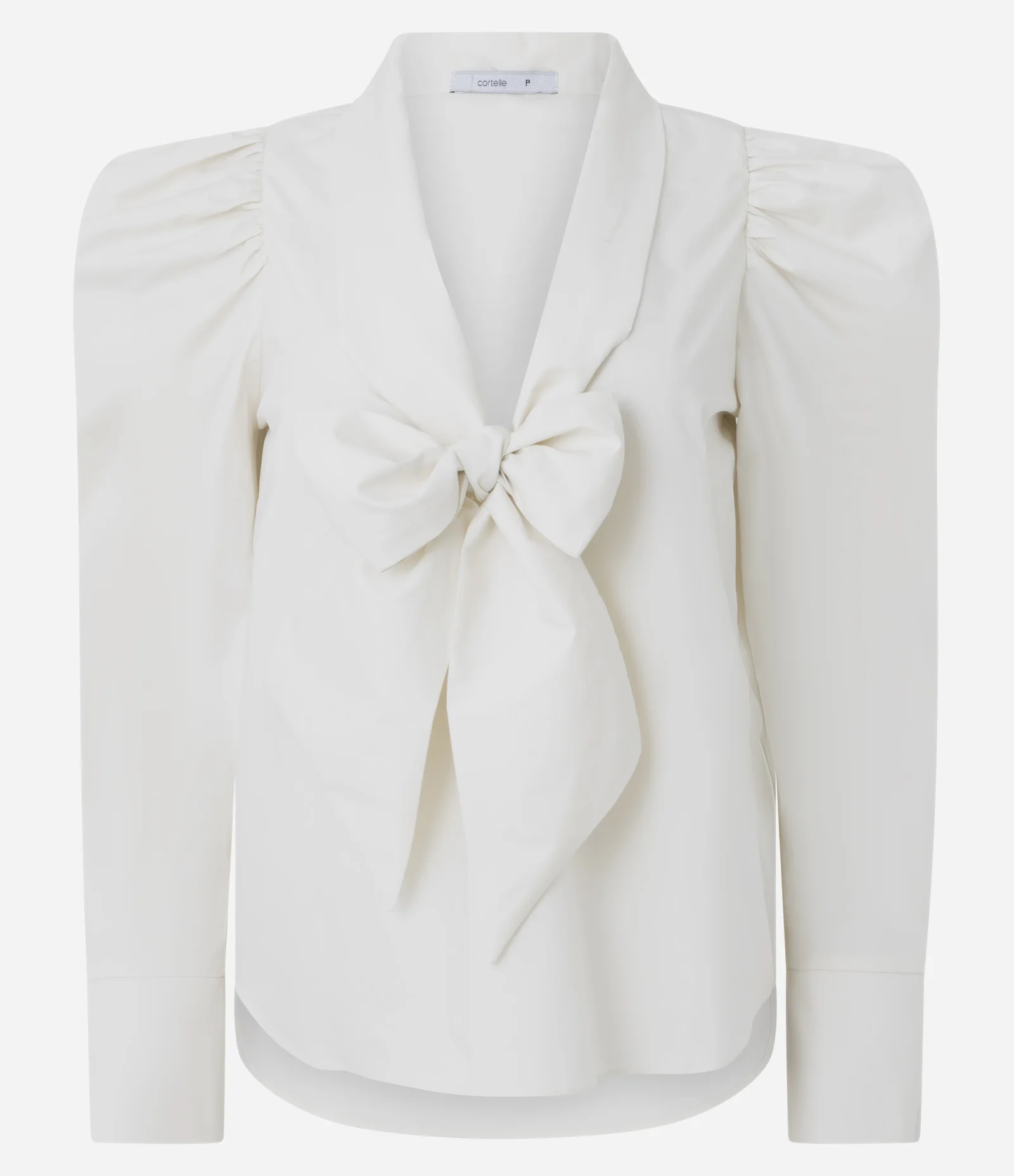 Blusa Oversized com Mangas Bufantes e Gola Laço Off White 2