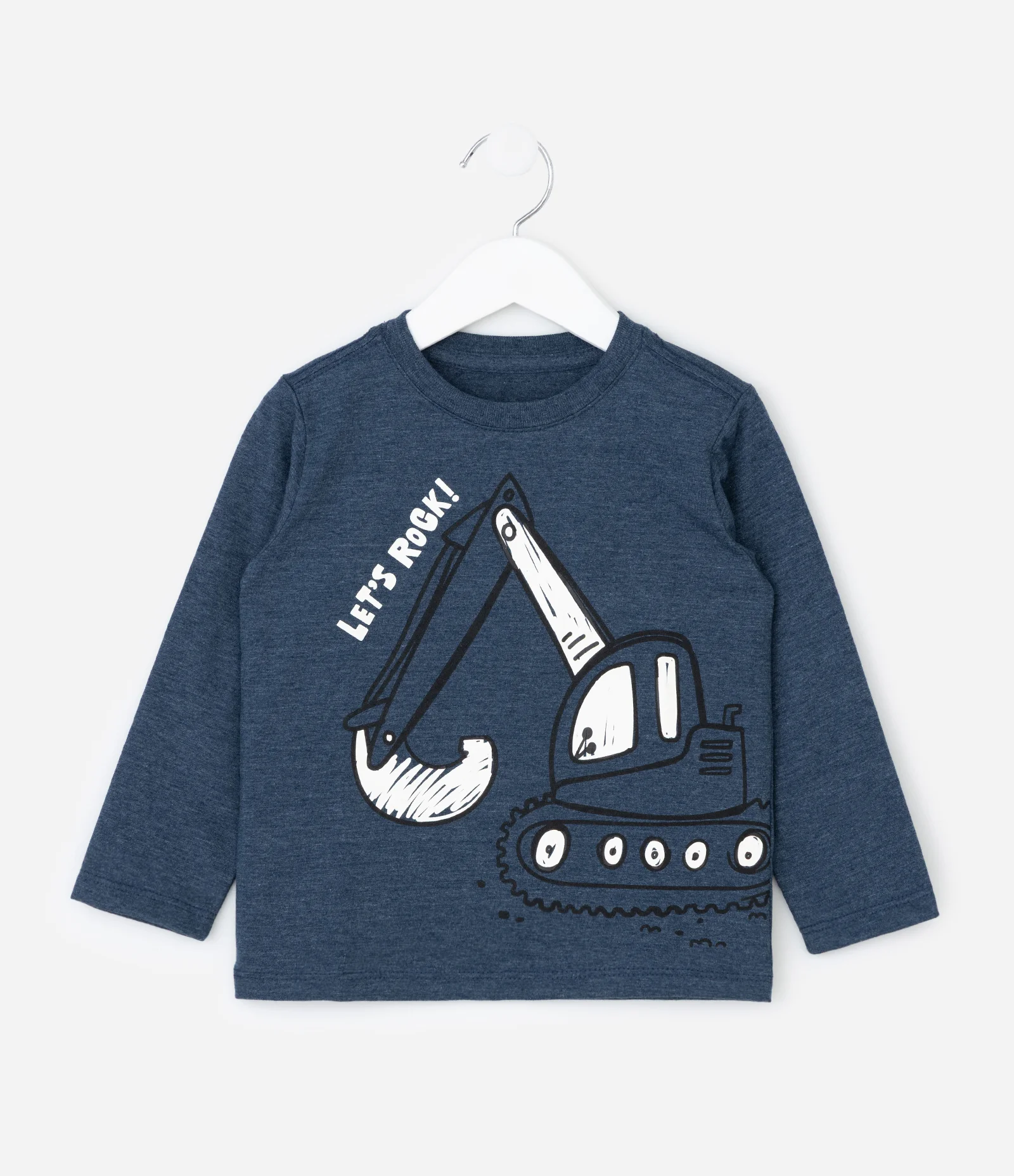 Camiseta Infantil com Estampa Escavadeira – Tam 1 a 6 Anos Azul Marinho 2