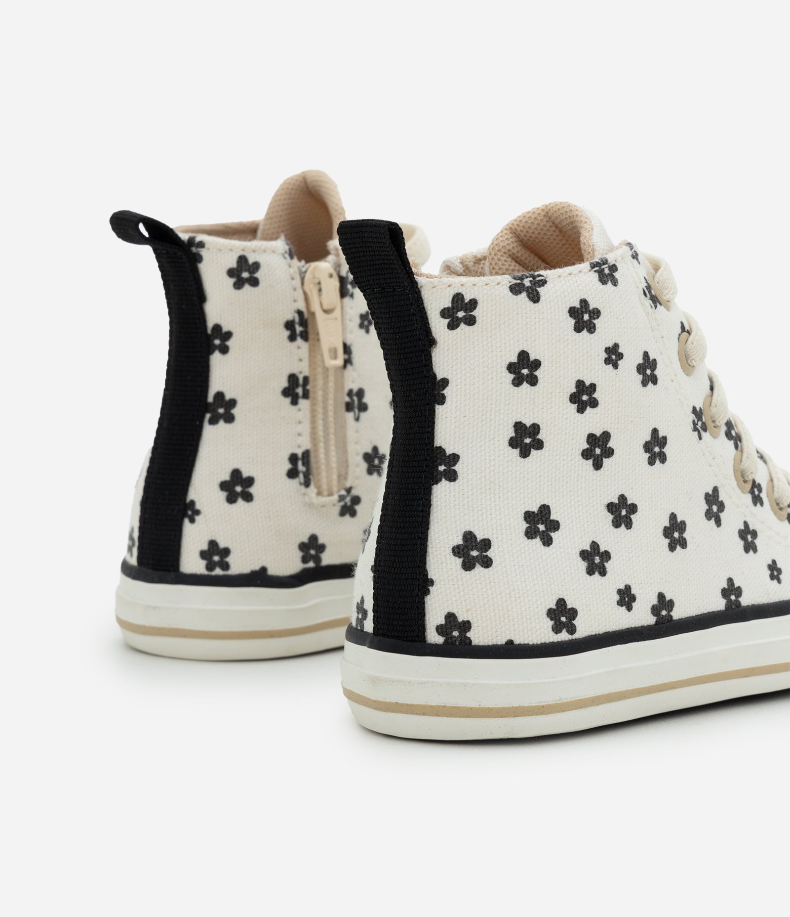 Tênis Infantil com Estampa Floral e Fechamento Lateral – Tam 20 a 27 Off White 2