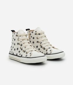 Tênis Infantil com Estampa Floral e Fechamento Lateral – Tam 20 a 27