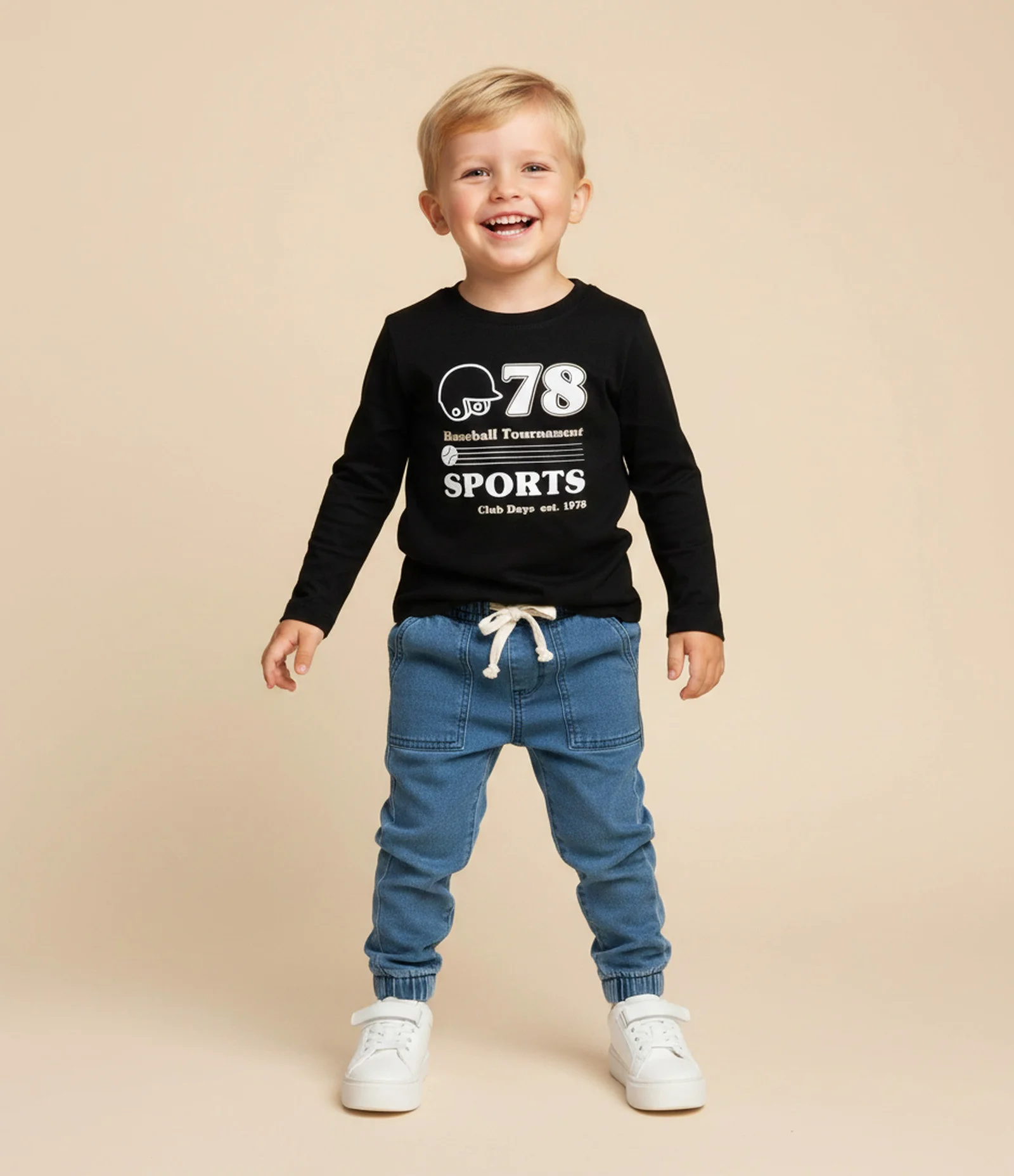 Camiseta Infantil Esportiva com Estampa Baseball Sports – Tam 1 a 6 Anos Preto 1