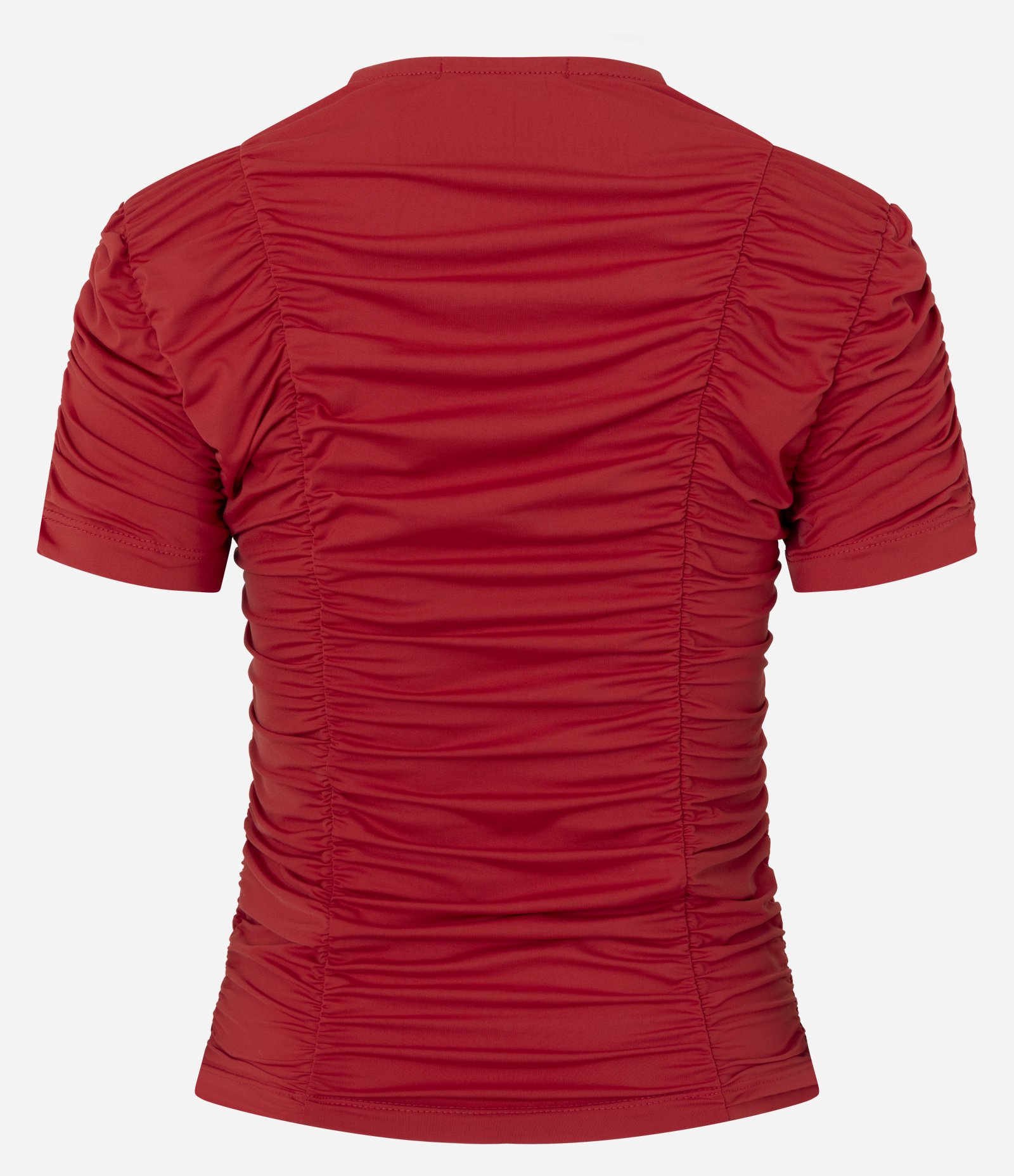 Blusa Manga Curta em Poliamida com Drapeado Vermelho 6