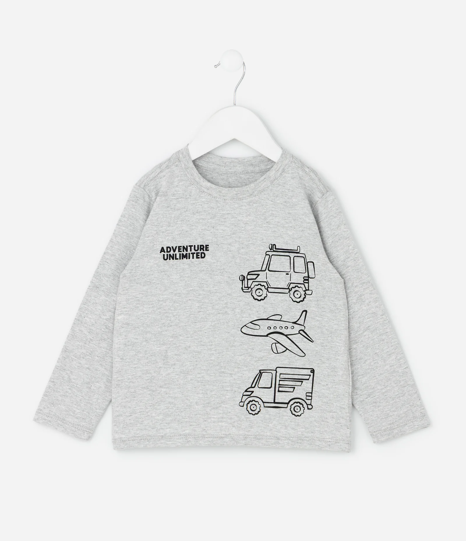 Camiseta Infantil com Estampa Avião e Carros – Tam 1 a 5/6 Anos Cinza Claro 1