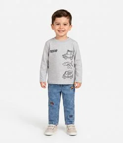 Camiseta Infantil com Estampa Avião e Carros – Tam 1 a 6 Anos