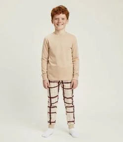 Pijama Infantil Blusa Manga Longa e Calça Xadrez – Tam 2 a 14 Anos