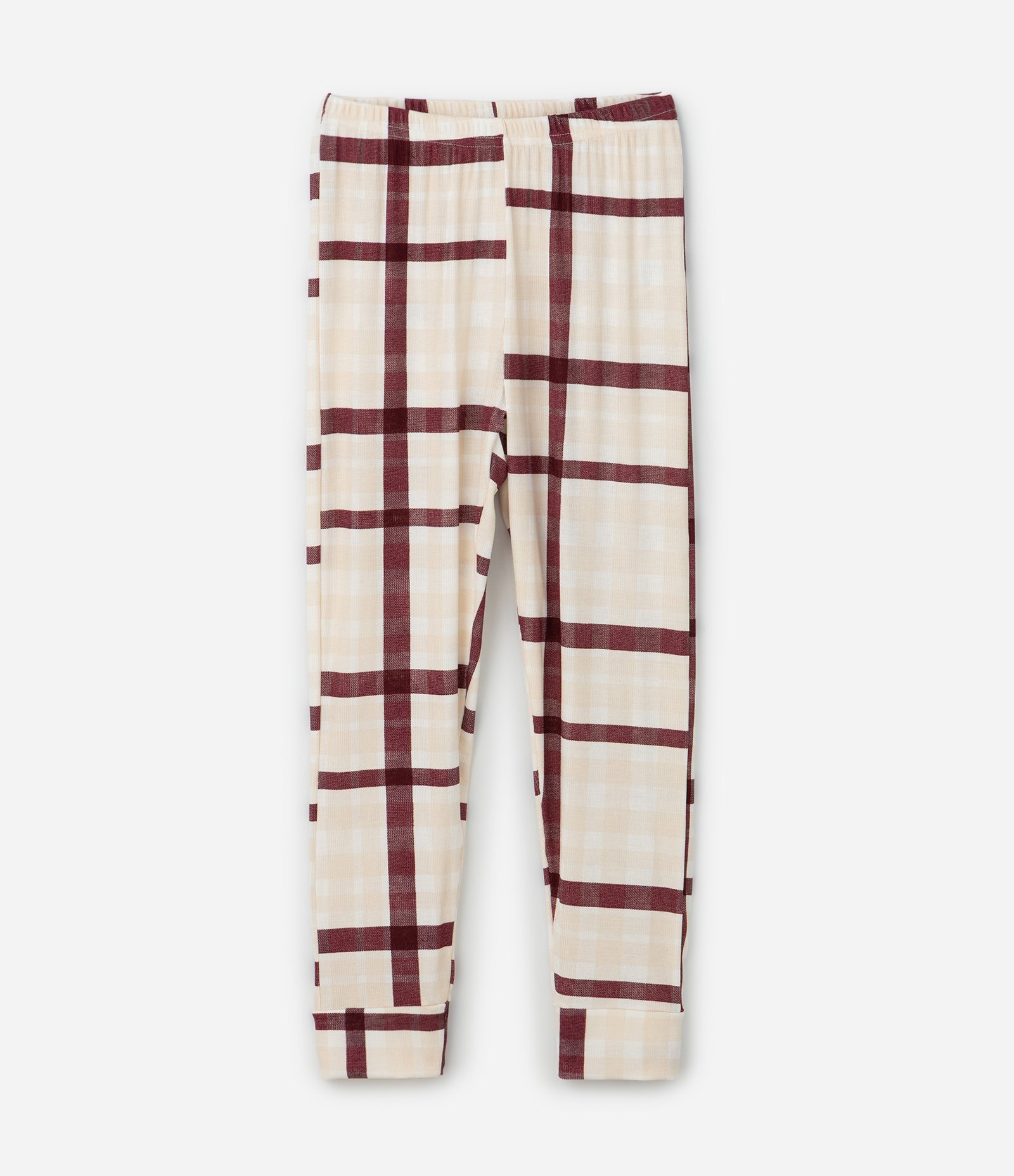 Pijama Infantil Blusa Manga Longa e Calça Xadrez – Tam 2 a 14 Anos Bege/Vinho 5