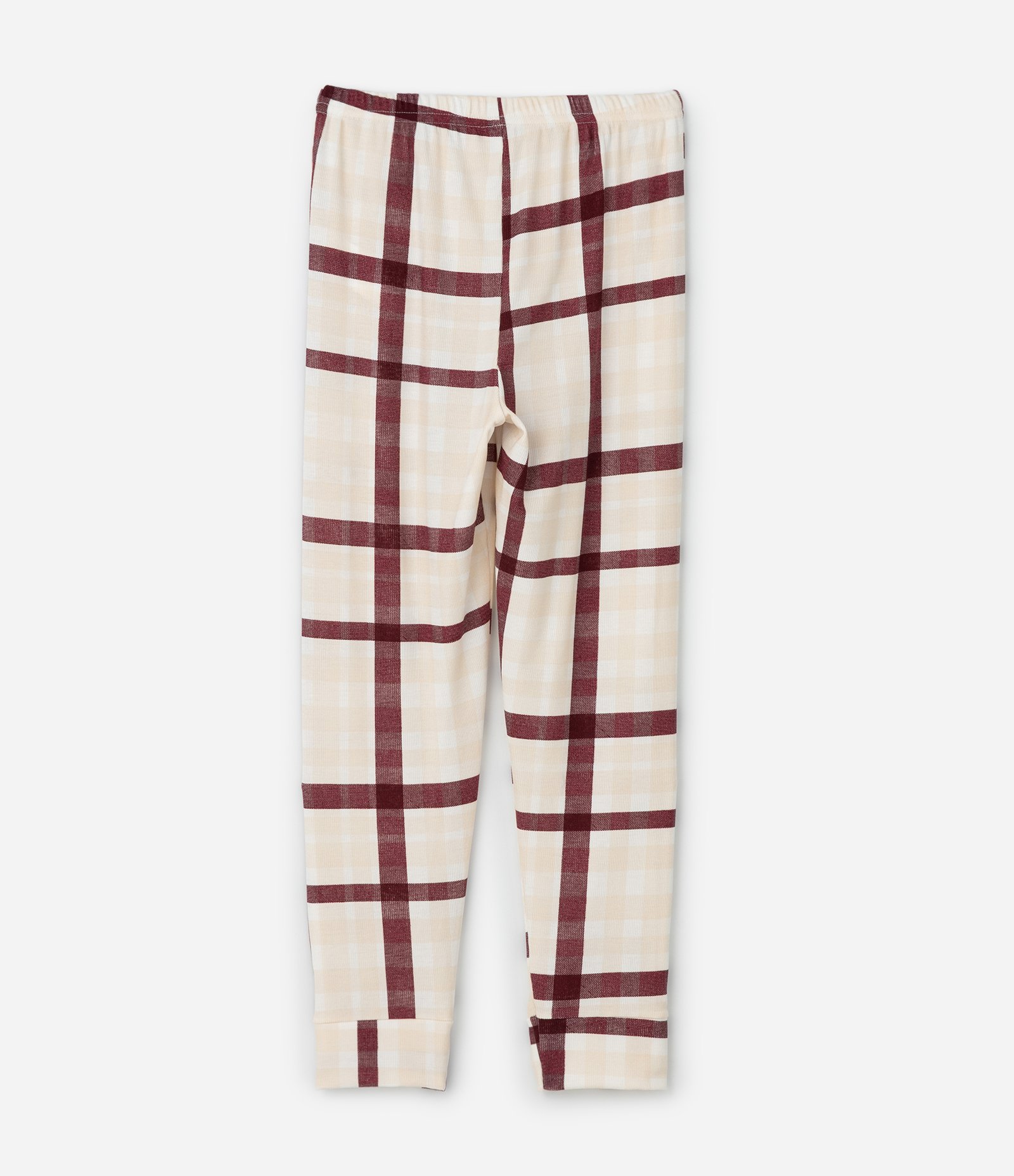 Pijama Infantil Blusa Manga Longa e Calça Xadrez – Tam 2 a 14 Anos Bege/Vinho 6