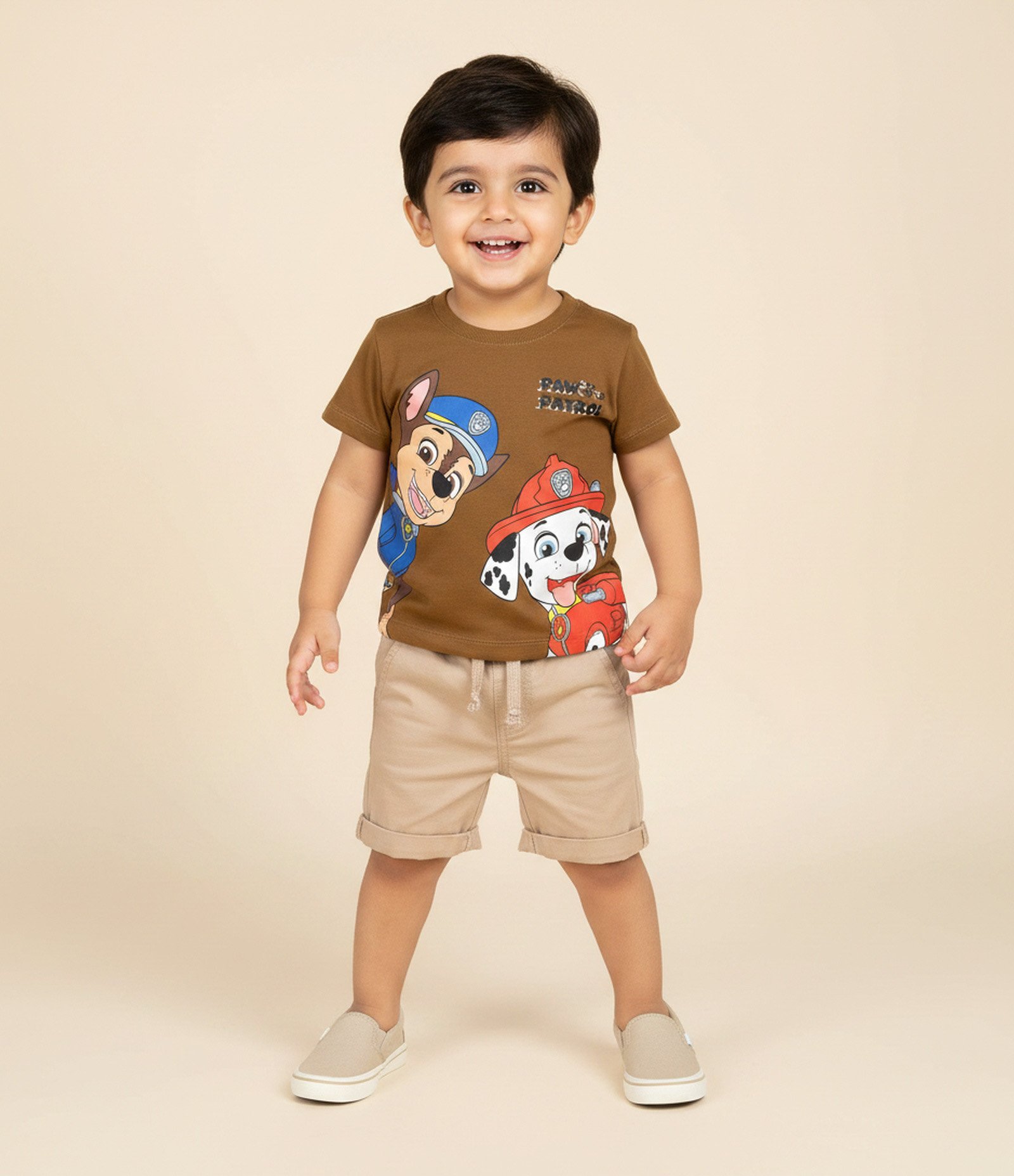 Camiseta Infantil Patrulha Canina com Lettering em Relevo – Tam 2 a 6 Anos Marrom 1