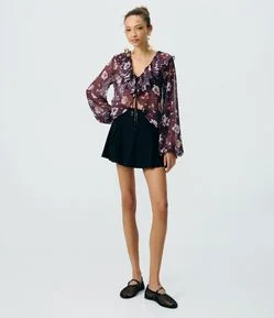 Saia Short com Pregas em Meia Malha
