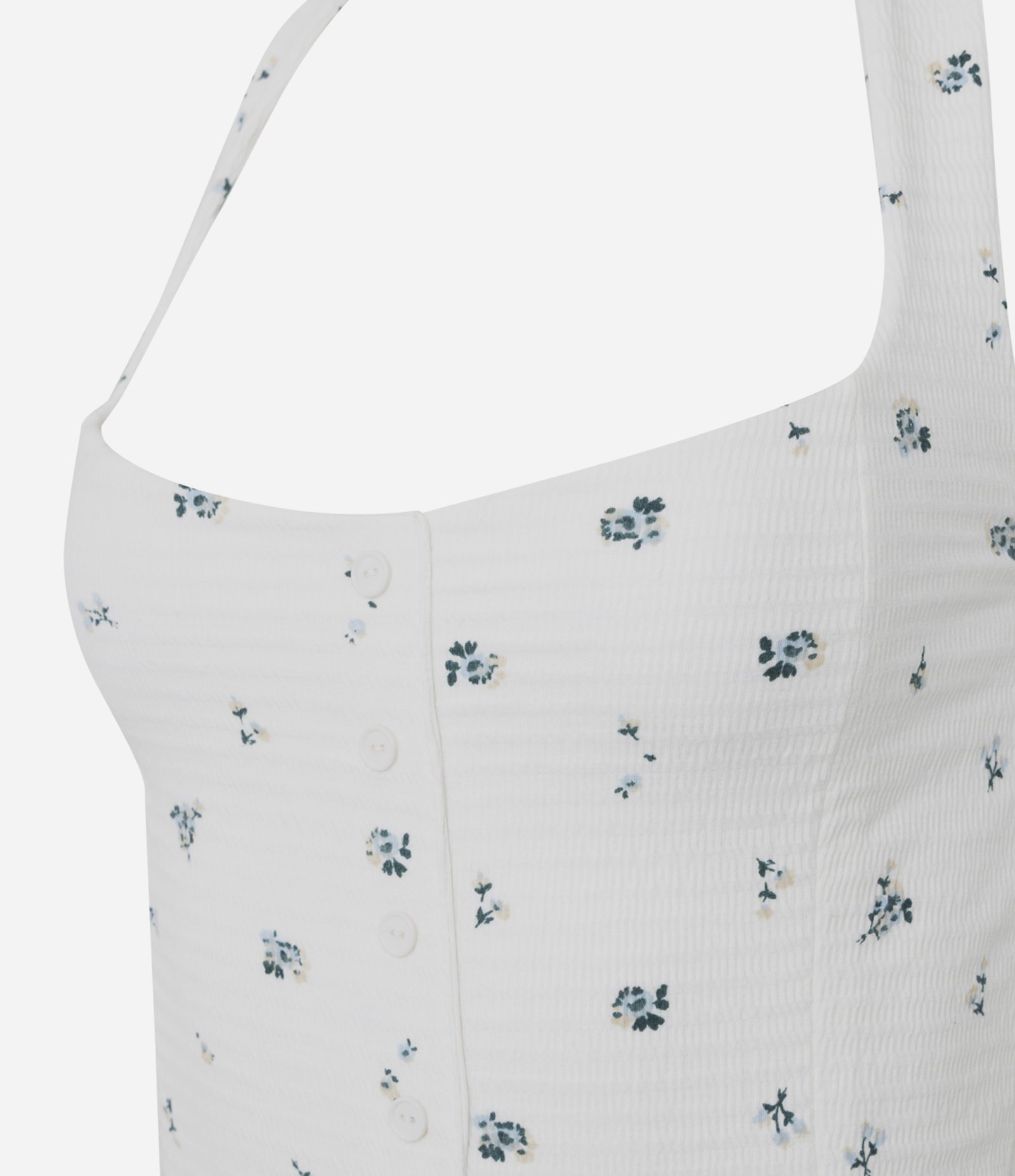 Blusa Frente Única em Microfibra Texturizada com Estampa Floral Branco 2