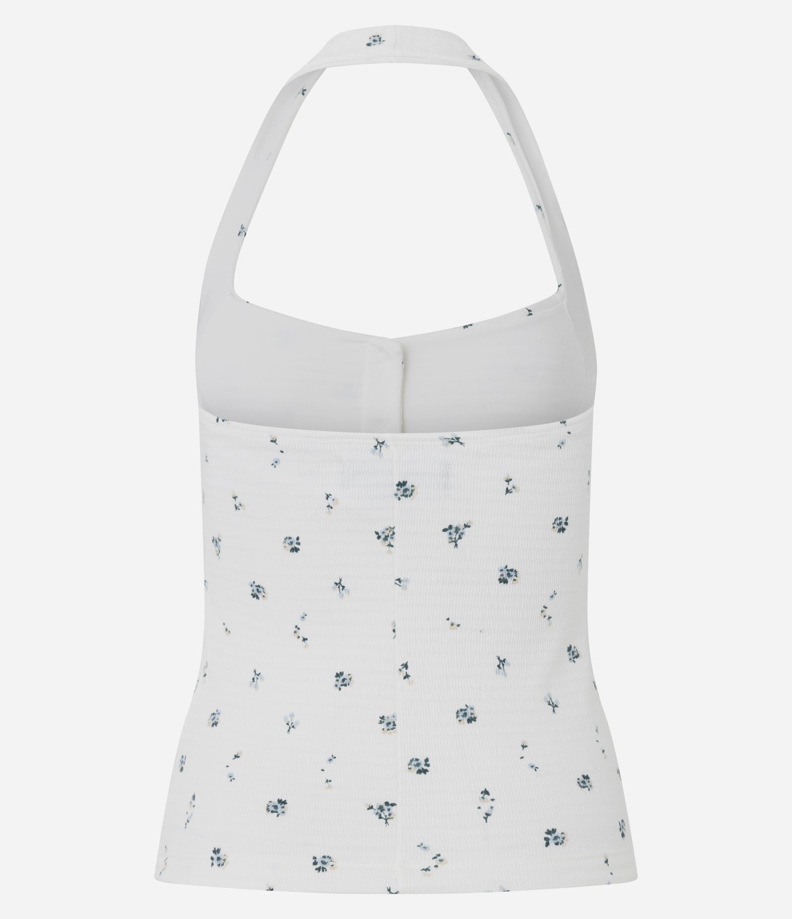 Blusa Frente Única em Microfibra Texturizada com Estampa Floral Branco 3