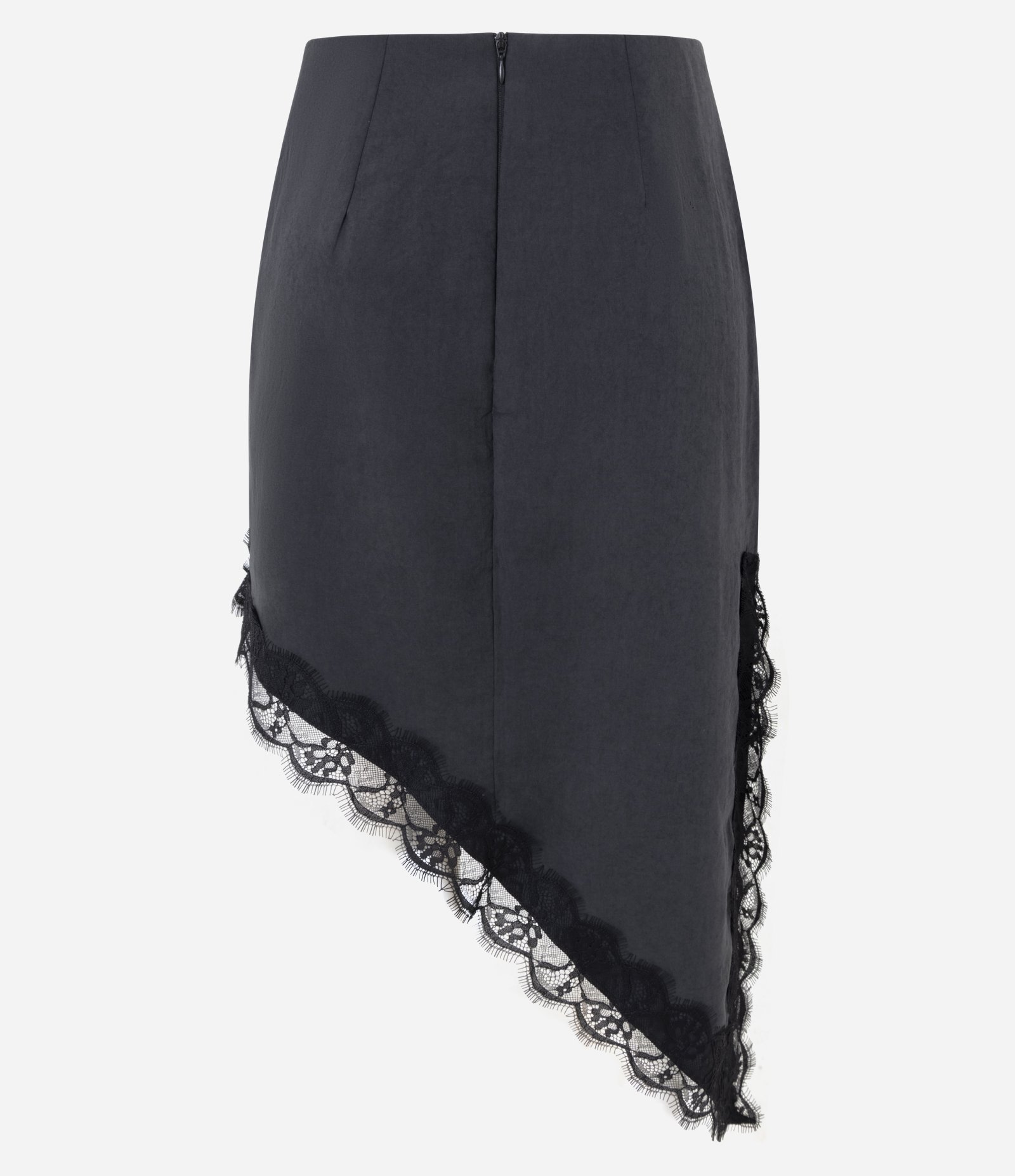 Saia Midi em Viscose com Renda na Barra Preto 3