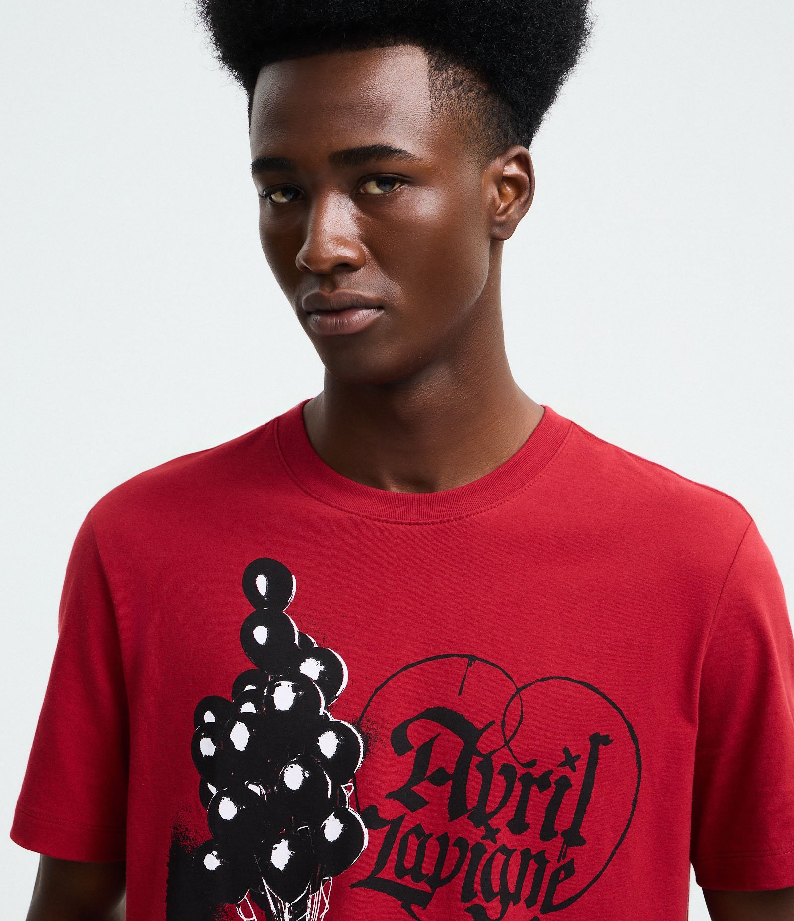 Camiseta Manga Curta em Algodão Avril Lavigne Vermelho 5