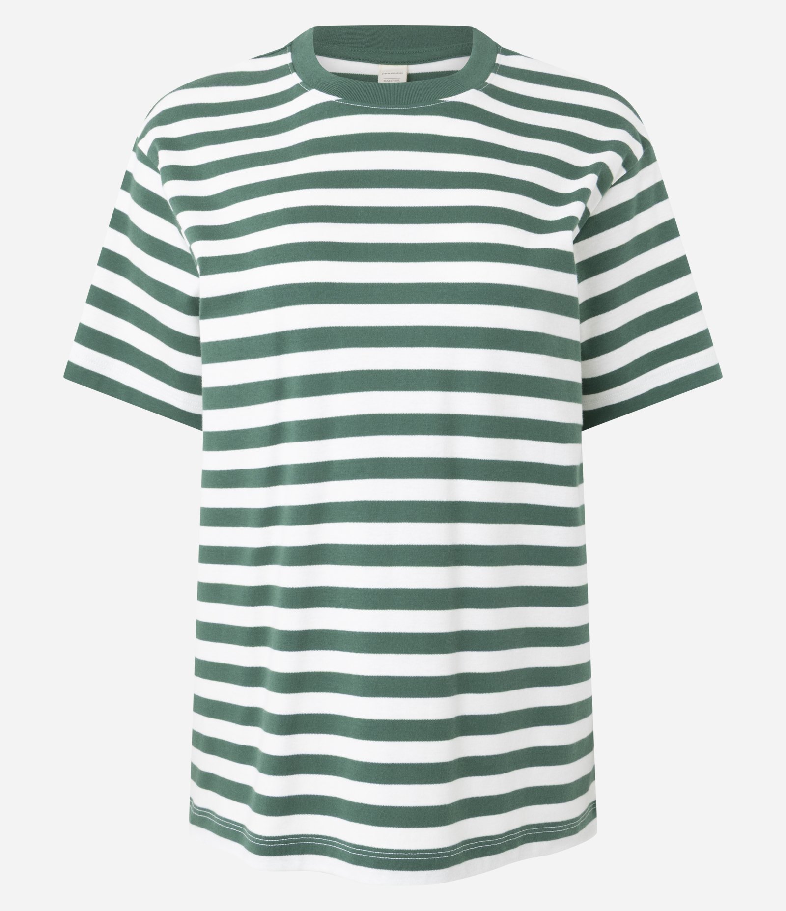 Camiseta Oversized em Algodão Peruano com Listras Horizontais Branco/Verde 4