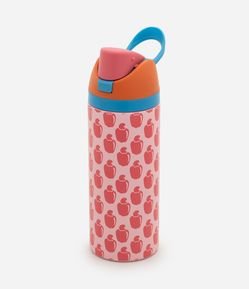 Garrafa Térmica em Metal com Estampa de Caju e Canudo 750ml