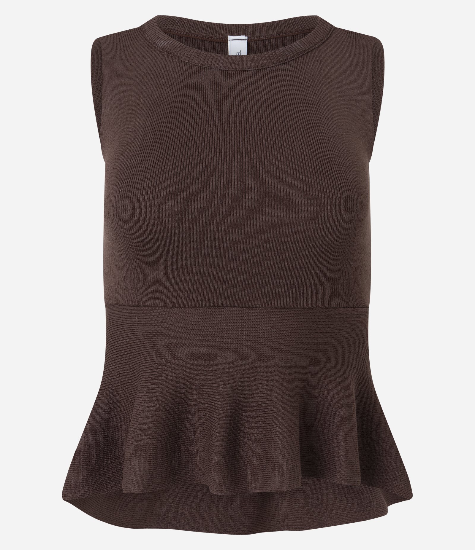 Regata Peplum em Tricô Texturizado Marrom 1