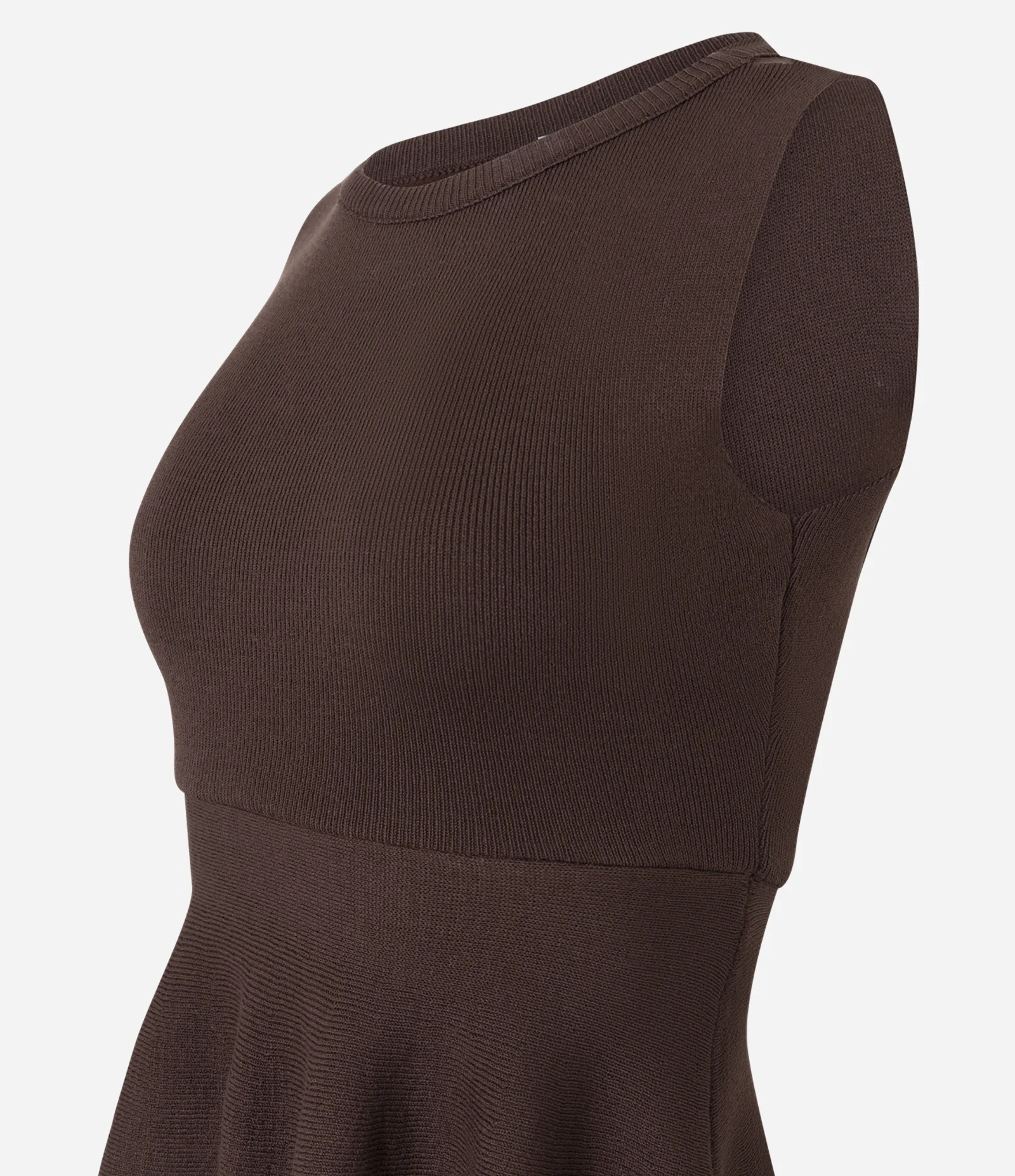 Regata Peplum em Tricô Texturizado Marrom 2