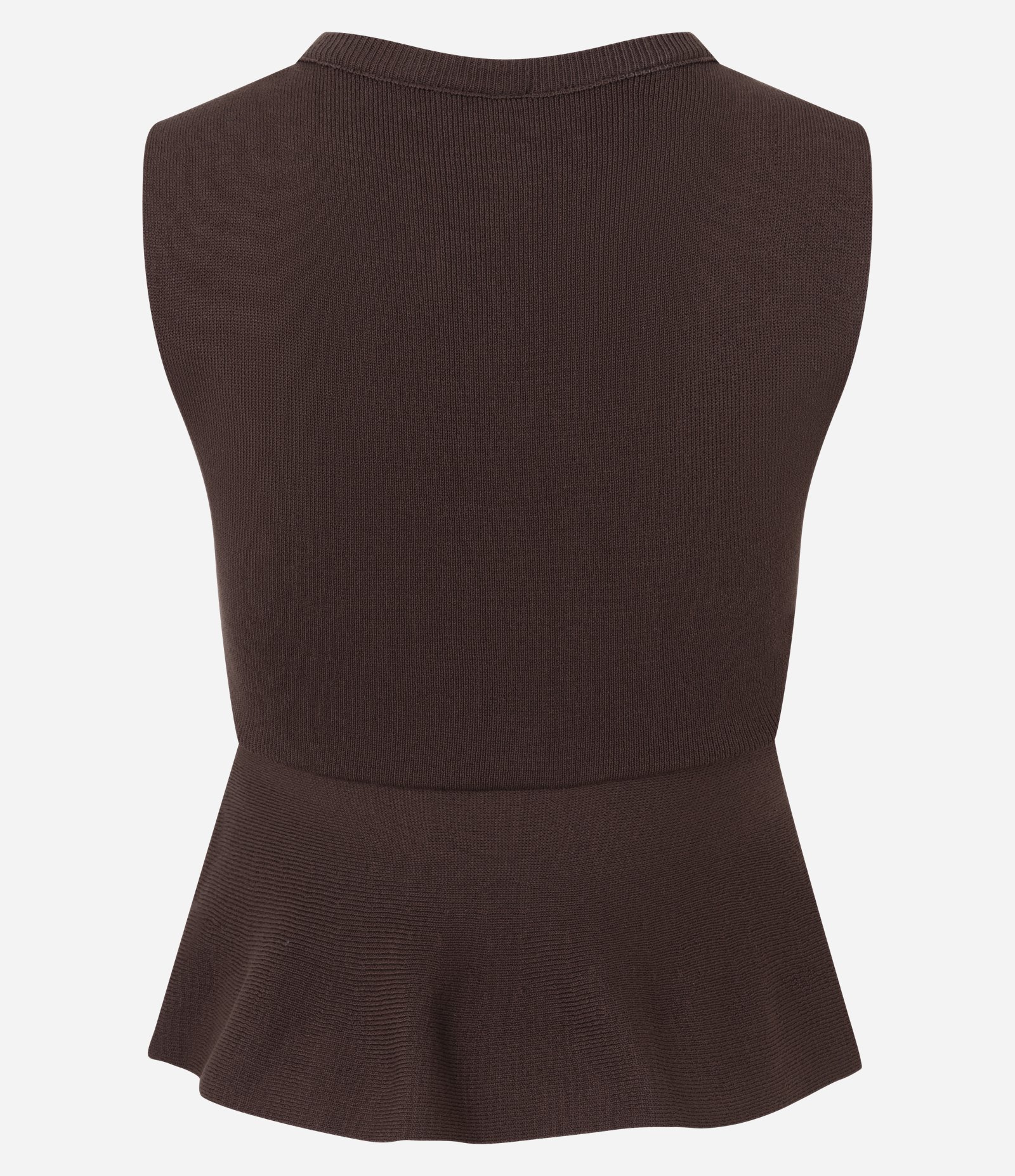 Regata Peplum em Tricô Texturizado Marrom 3