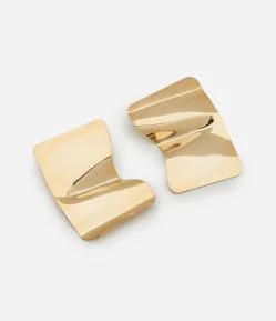 Brinco Médio Metalizado com Formato Retangular