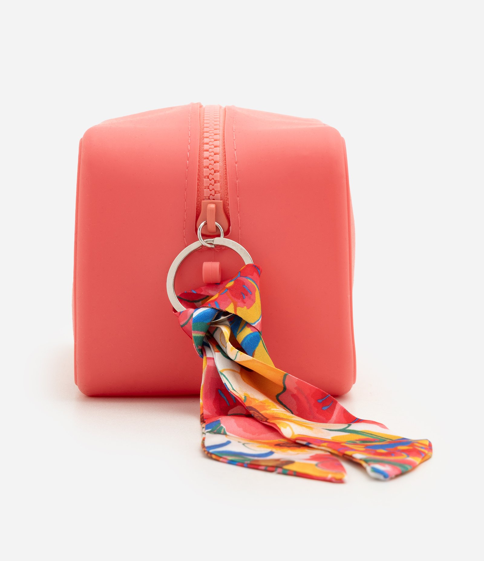 Necessaire Retangular em Silicone com Puller de Lenço Rosa 2