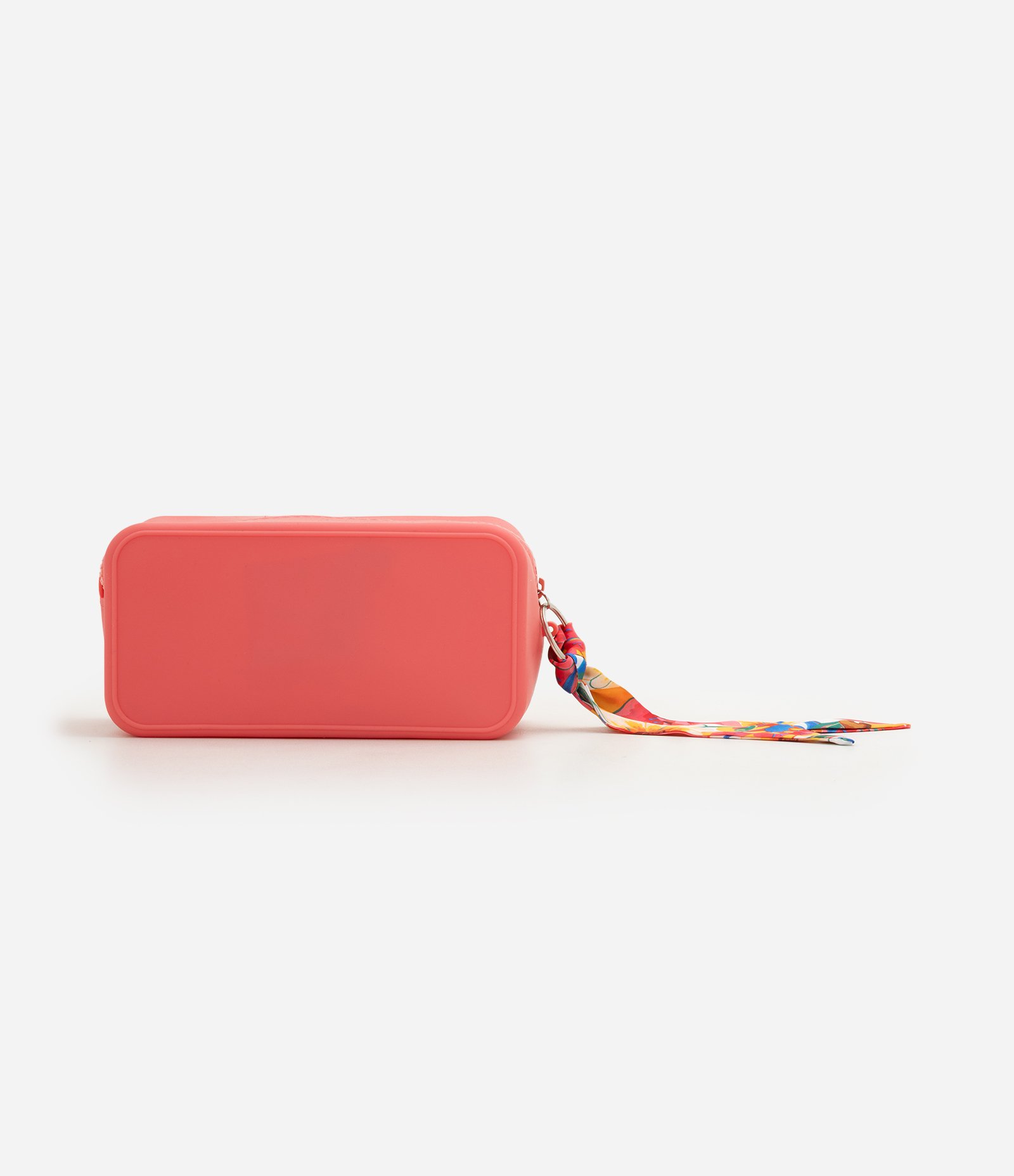 Necessaire Retangular em Silicone com Puller de Lenço Rosa 3