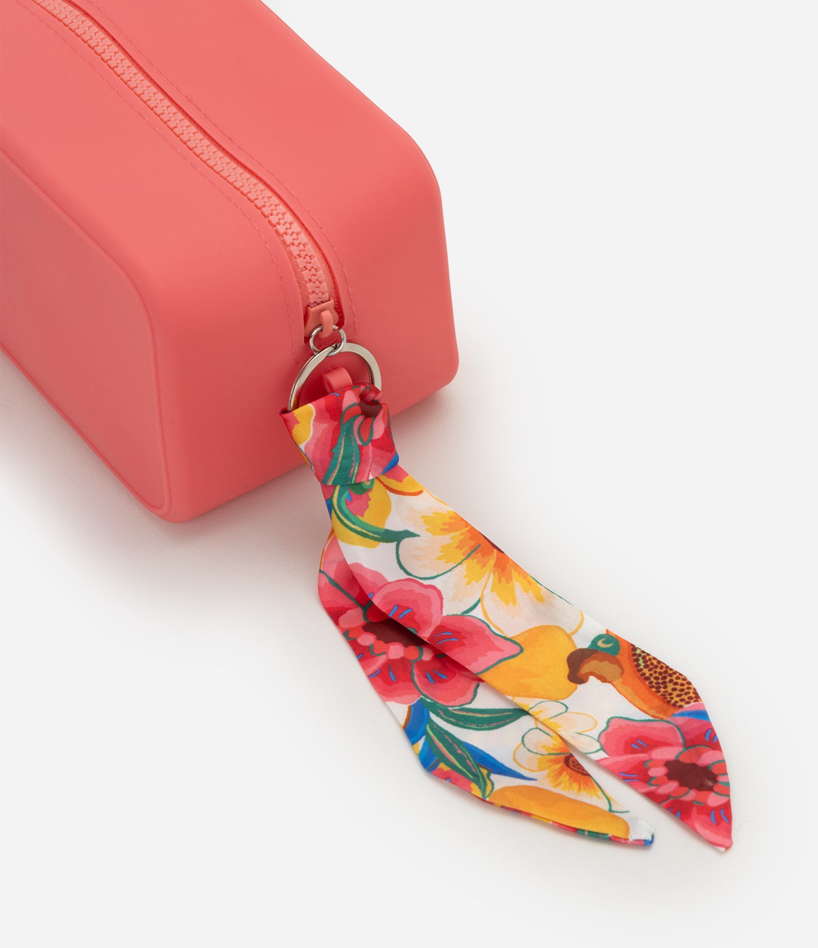 Necessaire Retangular em Silicone com Puller de Lenço Rosa 5