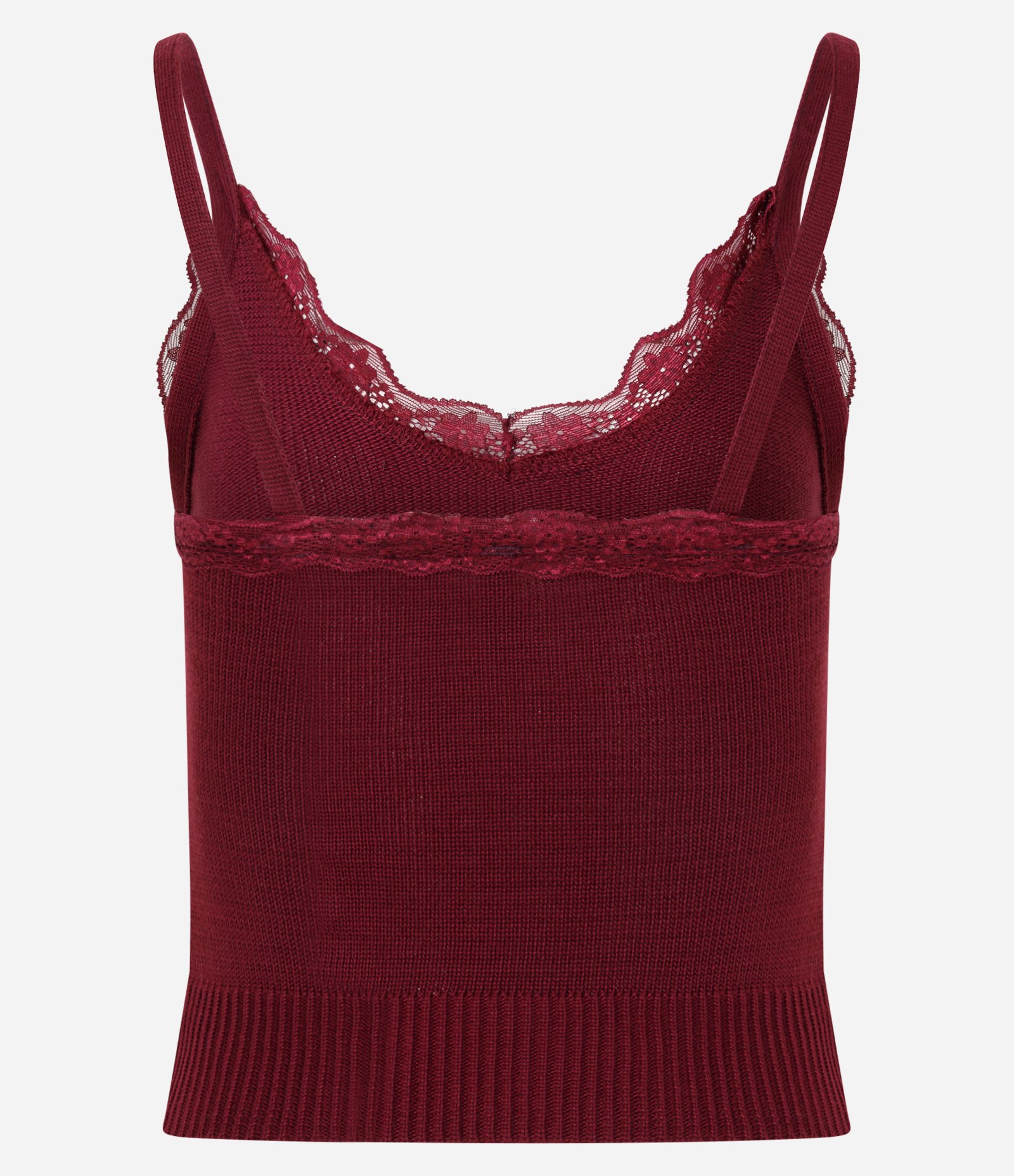 Regata em Tricô com Renda no Decote Vermelho 2