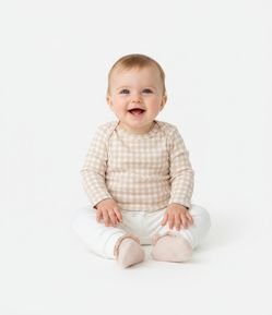 Body Infantil Vichy Manga Longa - Tam O a 18 Meses