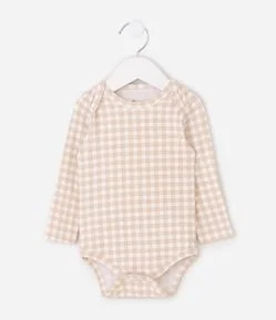 Body Infantil Vichy Manga Longa - Tam O a 18 Meses