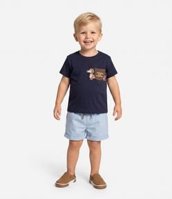 Camiseta Infantil com Bolsinho Interativo Cachorro Salsicha – Tam 1 a 6 Anos