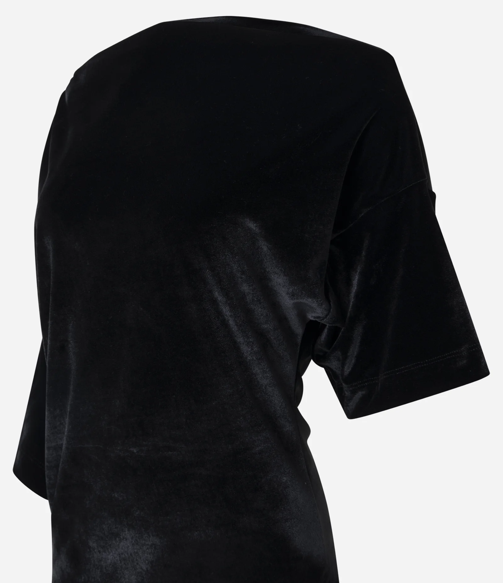 Blusa Assimétrica em Veludo com Franzidos Preto 6