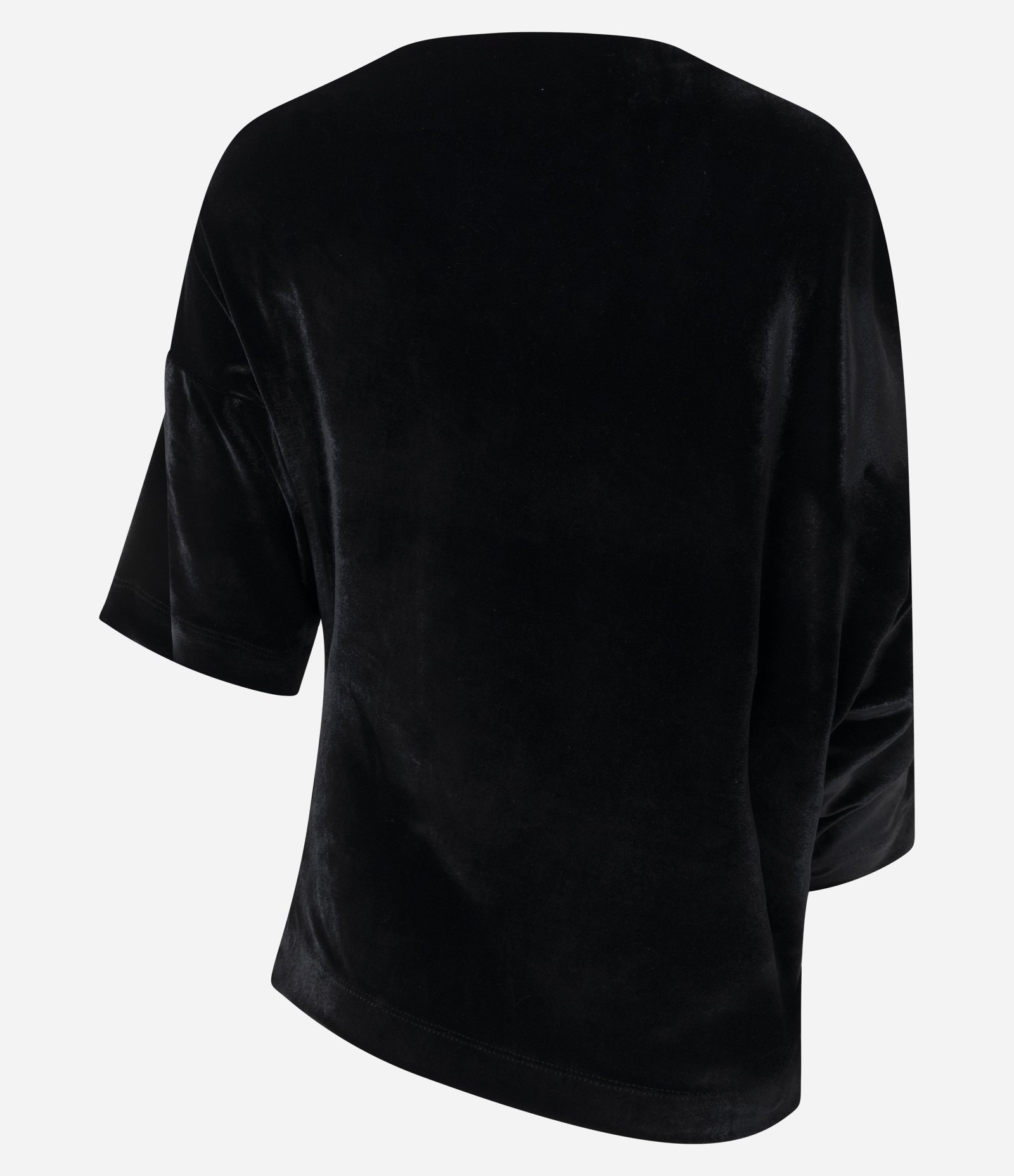 Blusa Assimétrica em Veludo com Franzidos Preto 7