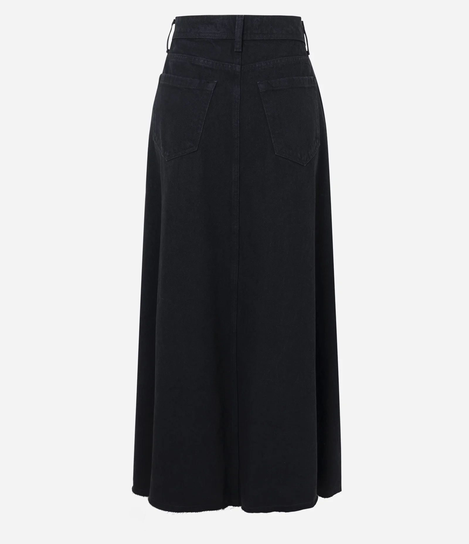 Saia New Midi em Jeans com Barra Fio E Recortes Preto 2