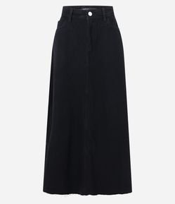 Saia New Midi em Jeans com Barra Fio E Recortes