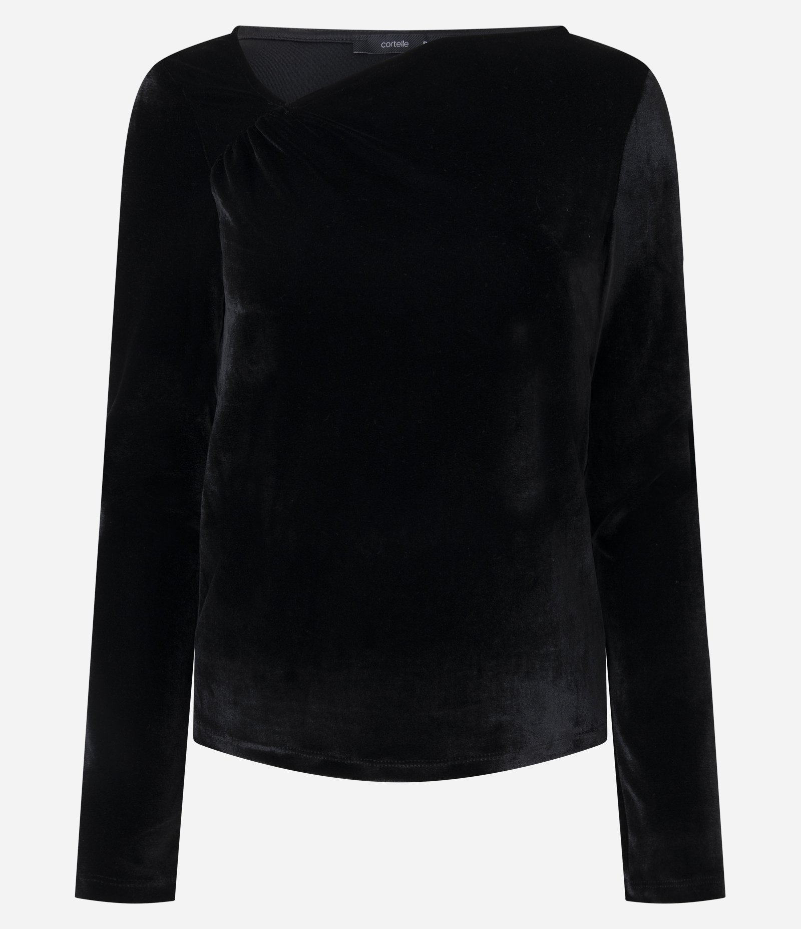 Blusa em Veludo com Decote Assimétrico Preto 1
