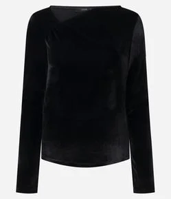 Blusa em Veludo com Decote Assimétrico