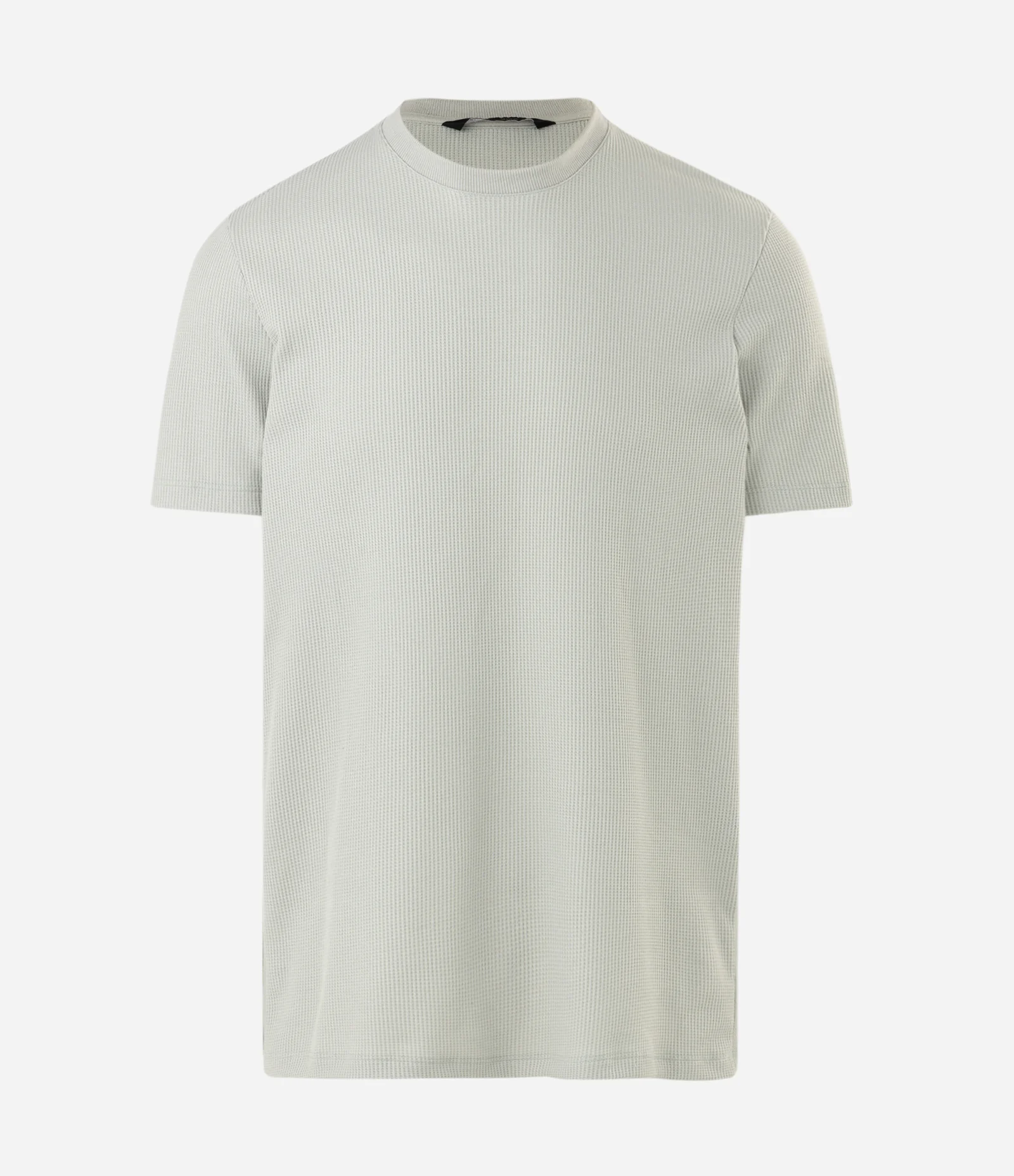 Camiseta Regular em Algodão com Textura Waffle Cinza 1