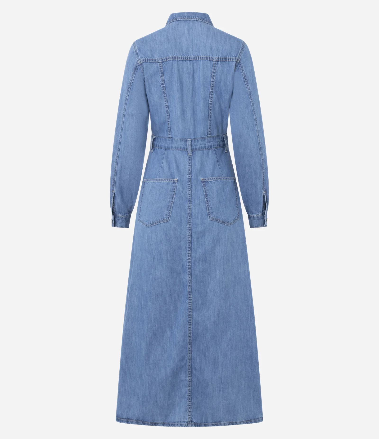 Vestido Midi em Jeans com Manga Longa Azul Claro 5