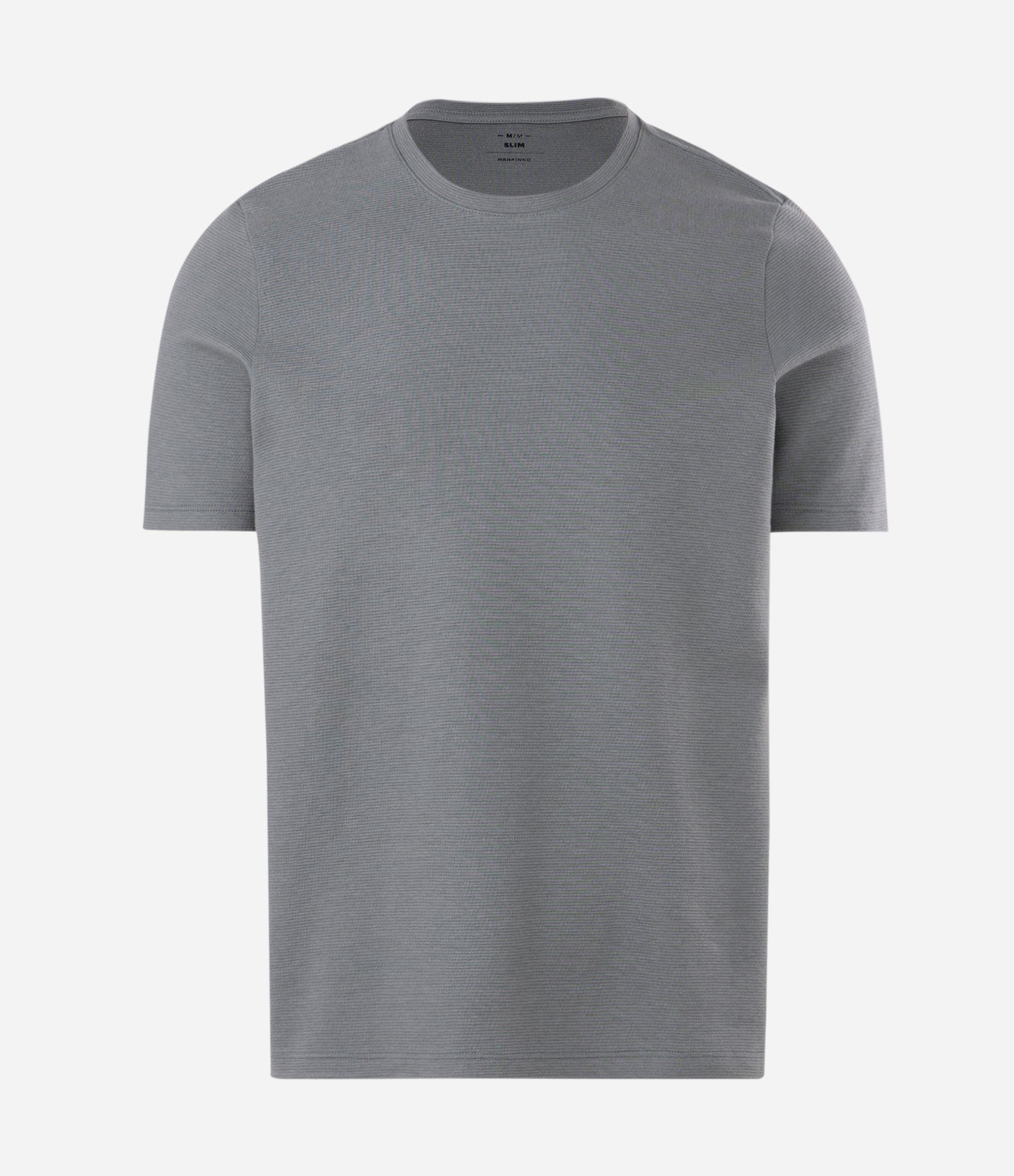 Camiseta Slim em Algodão Canelada Cinza 1