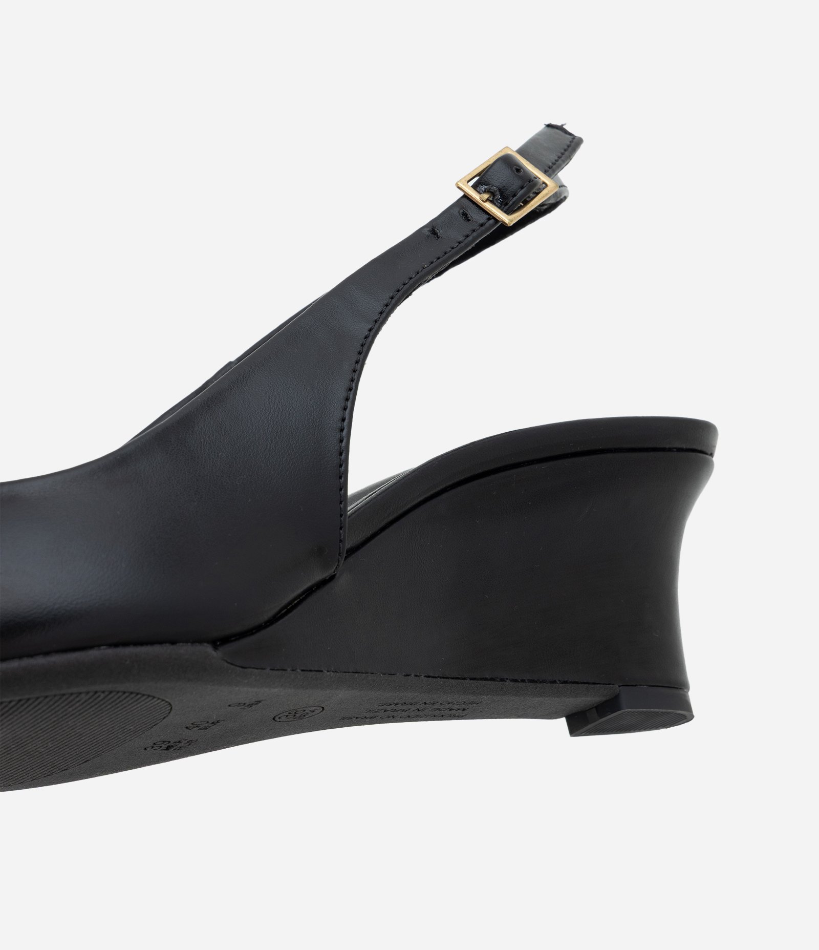 Sapato Slingback em PU com Salto Anabela Preto 3